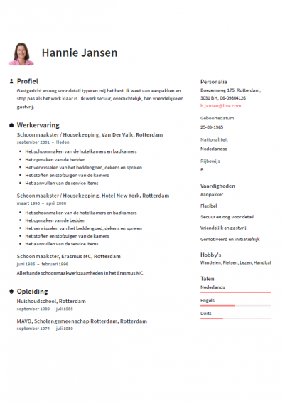 cv voorbeeld schoonmaak 3 cv voorbeeld schoonmaak 3