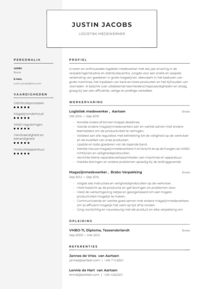 logistiek medewerker cv voorbeeld logistiek medewerker cv voorbeeld